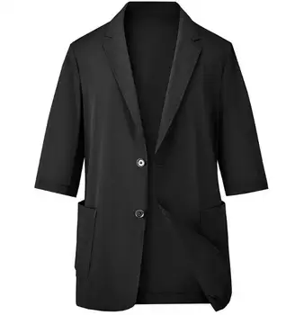  Мужской летний костюм, однотонный, с коротким рукавом, однобортный, Повседневный, Свободный, хлопковый, трапециевидный Костюм, Средняя куртка A132