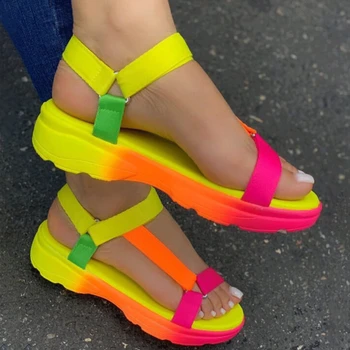  2023, пляжная обувь, Женские летние сандалии, Женская нескользящая Повседневная разноцветная обувь, модные однотонные сандалии с открытым носком, повседневные удобные