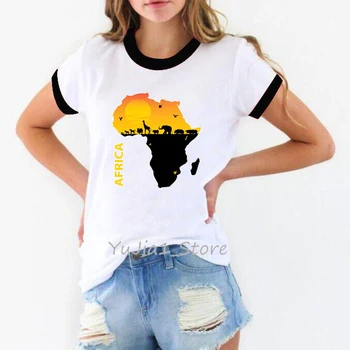  Новинка, футболка с изображением карты Африки, футболки с принтом Love home, графические футболки для женщин, Черная королева, хип-хоп, Меланиновая рубашка, женская забавная футболка оптом