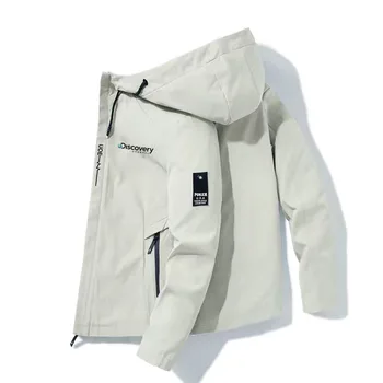  Куртка-бомбер Discovery 2023, Мужская ветровка, пальто на молнии, Весна-осень, Повседневная рабочая куртка, Модная куртка для приключений на открытом воздухе