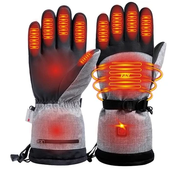  Перчатки с подогревом, зимние Лыжные Перчатки с подогревом, MTB Перчатки для верховой езды, Ветрозащитные Мотоциклетные перчатки с сенсорным экраном с пятью пальцами