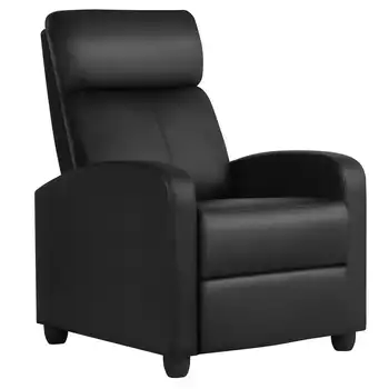  Откидное кресло для кинотеатра из искусственной кожи, комплект из 2 предметов, черное