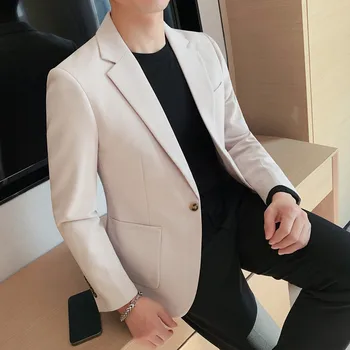  2022 Высококачественный Корейский приталенный блейзер, куртки, мужская одежда, Простая деловая официальная одежда на двух пуговицах, Повседневный костюм, пальто 3XL-M