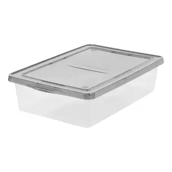  IRIS США, прозрачный пластиковый ящик для хранения на 28 литров под кроватью, серый, Набор из 6