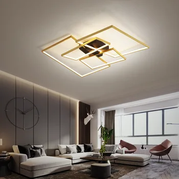  Современный светодиодный потолочный светильник для внутреннего освещения гостиной, столовой, кухни, Спальни, Золотисто-белый потолочный светильник в виде корпуса