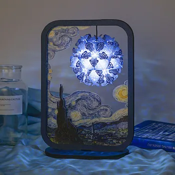  Звездное небо, 3D Лампа для вырезания из бумаги со светом и тенью, Подарок на День Рождения Вэньчуан, Материалы ручной работы, Креативное украшение, Настольная лампа