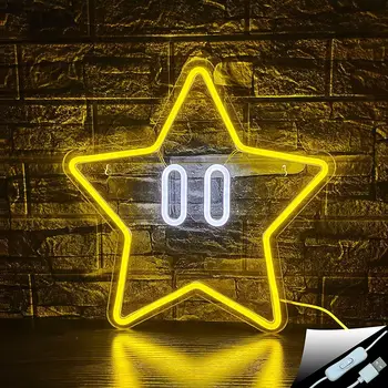  Неоновая вывеска в виде звезды для детской комнаты, настенное украшение с игрой 