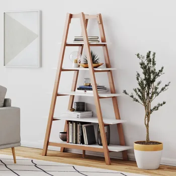  Натан Джеймс Карли, белый и коричневый, 5-полочный дисплей или декоративная лестница, книжный шкаф