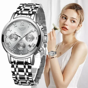  LIGE, Новые модные женские часы, Лидирующий бренд, Женские Роскошные Креативные стальные женские часы-браслет, Женские кварцевые Водонепроницаемые часы, подарок