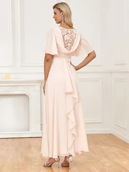  XUIBOL Элегантное Шифоновое платье Знаменитостей с коротким рукавом для женщин 2023 года, Розовое Свадебное Бальное платье для выпускного Вечера, Официальное Вечернее платье Vestido