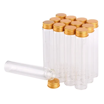  12 штук Стеклянных бутылок размером 80 мл 30x150 мм с золотистыми алюминиевыми крышками, Стеклянные банки, контейнер для таблеток для свадебных сувениров