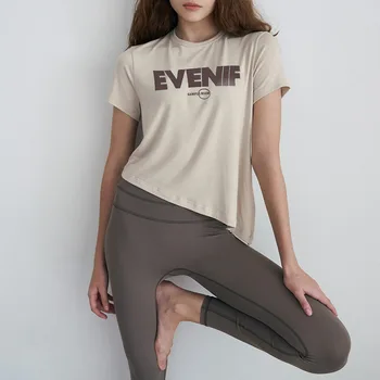  2023 Стильная модная летняя футболка для молодых женщин, женские футболки с буквенным принтом, Женская одежда для тренировок, Женский спортивный топ для спортзала