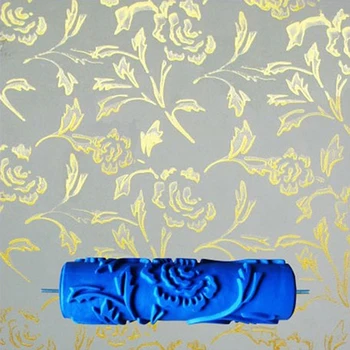  7-дюймовый 3D резиновый настенный декоративный валик для рисования, валик с розами, валик с рисунком, инструменты для украшения стен без ручки, 110C