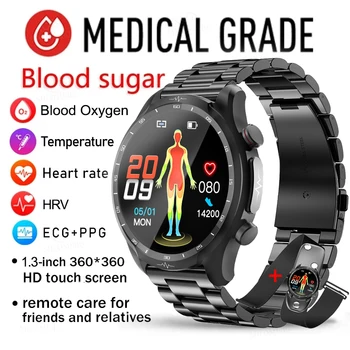  Смарт-Часы ECG + PPG Уровень глюкозы в крови Температура тела Истинный Уровень Кислорода в крови Smartwatch 1,39 дюймов 360* 360 Экран Частота сердечных Сокращений Здоровье Часы