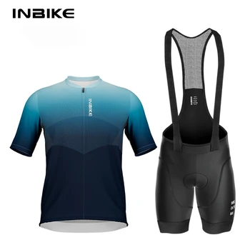  Мужской велосипедный костюм INBIKE большого размера, Шорты с коротким рукавом и ремешком, Летнее велосипедное снаряжение для шоссейного велосипеда, горного велосипеда
