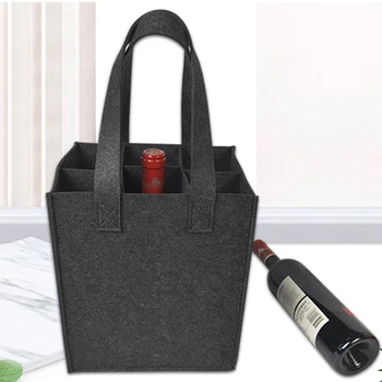  Переносная сумка для хранения вина с 6 сетками, Удобная ручка для переноски, Большие сумки-тоут для бутылок, войлок