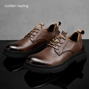  Мужская Рабочая обувь Golden Sapling, Модная Кожаная Мужская Повседневная обувь, Дышащая Обувь На плоской платформе, Инструменты Для Отдыха, Безопасная Chaussure Homme