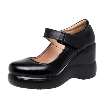  Женские туфли на танкетке больших размеров 32-43, весенние туфли на платформе 2023, женские туфли-лодочки на высоком каблуке, туфли Мэри Джейн для танцев в офисе
