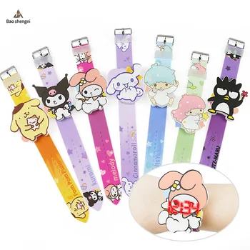  Лидер продаж, Детские часы с силиконовым светодиодом серии Sanrio, Милые студенческие часы с изображением нефритовой собаки Куроми, креативные подарки