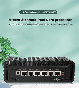  Новый Программный маршрутизатор Core i7 1165G7 i5 1135G7 Intel i226 2,5G 6LAN RJ45 2xDDR4 NVMe Безвентиляторный Мини-ПК ESXi pfSense Брандмауэр Компьютер