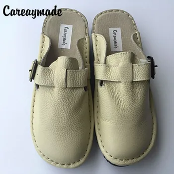  Careaymade-Новые тапочки из натуральной кожи, белые туфли ручной работы, туфли на плоской подошве в стиле ретро mori girl, удобная повседневная обувь