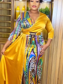  Элегантные африканские платья Макси для женщин 2023, Новое Летнее длинное платье с мусульманским принтом для вечеринок, Плюс Размер Африканской одежды