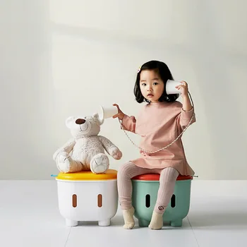  Кубический многофункциональный ящик для хранения игрушек В качестве стула-табурета Однотонный пластиковый Табурет Для хранения детских игрушек из блоков или дерева