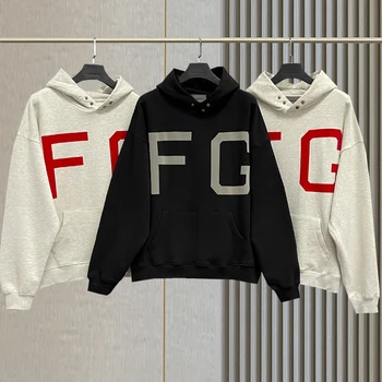  Модная Мужская толстовка Essentials с надписью FG Flocked, Высококачественная толстовка Унисекс в стиле хип-хоп, свободный Пуловер Оверсайз