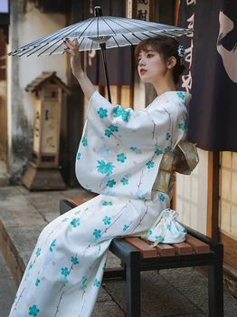  Женское японское традиционное платье Юката для фотосъемки В винтажном стиле Кимоно Халат Косплей костюм Одежда для выступлений
