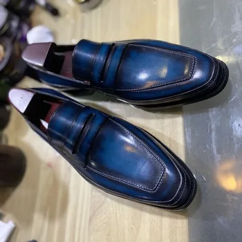  Роскошная Дизайнерская Брендовая Мужская Кожаная Обувь Ручной работы, Модная Мужская Деловая Обувь по индивидуальному заказу