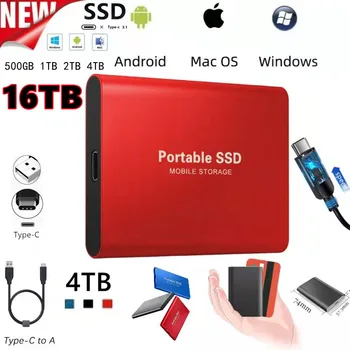  2023 Портативный Disco Duro Externo USB 3.1 Type-C M.2 SSD Внешний жесткий диск 500 ГБ 1 ТБ 2 ТБ Флэш-накопитель 8 ТБ Жесткие диски для Ноутбуков