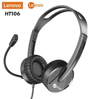  Проводная гарнитура Lenovo Lecoo HT106 3,5 мм с регулируемым микрофоном для голосовых вызовов, веб-конференций, онлайн-обучения