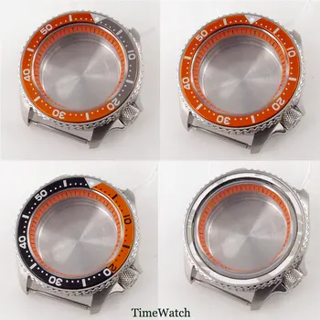  Корпус часов из нержавеющей стали 316L с сапфировым стеклом 42 мм, подходит для механизма NH35A NH36A, Оранжевое кольцо с Главой, алюминиевый Безель