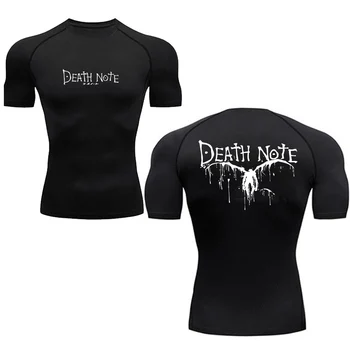  Мужская компрессионная рубашка для тренировок Аниме Death Note Спортивные быстросохнущие обтягивающие футболки для спортзала Эластичные топы для фитнеса Летняя мужская