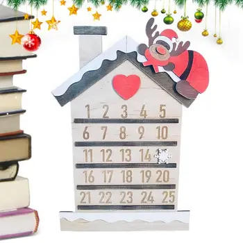  Рождественский 24-дневный Подвесной Адвент-календарь, Красный И белый Санта-Клаус, Снежинка, Дизайн Лося, Деревянное Украшение для обратного отсчета Рождества