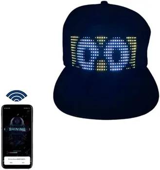  Многоязычная смарт-крышка со светодиодной подсветкой Bluetooth, Индивидуальная шляпа с Bluetooth, Редактирование управления мобильным приложением, Шляпа со светодиодным дисплеем, слово со светодиодной лампой