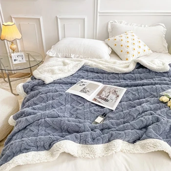  Плотные шерстяные Флисовые Теплые одеяла для взрослых и детей, 2 стороны, Мягкое клетчатое одеяло, покрывало для дивана, Плюшевое зимнее покрывало для кроватей