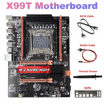  Материнская плата X99T + Кабель SATA + Кабель переключения + Термопаста + Перегородка M.2 Поддержка NVME NGFF DDR4 4X16G для процессора V3