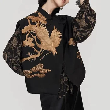  Жилет-куртка с вышивкой, винтажная одежда для танцев в китайском стиле