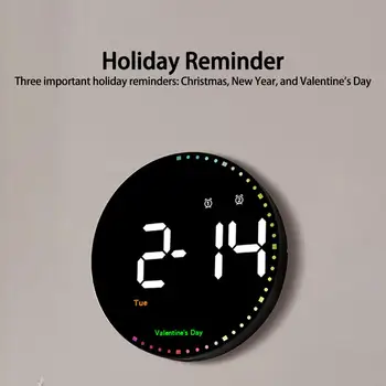  10-дюймовые светодиодные Круглые цифровые настенные часы с дистанционным управлением, 10 уровней яркости будильника Для украшения гостиной