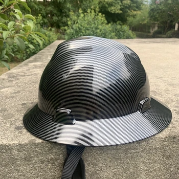  20шт Защитный шлем из углеродного волокна, Мужская защитная шляпа с широкими полями, Противоударная конструкция, Черная/синяя защитная шляпа