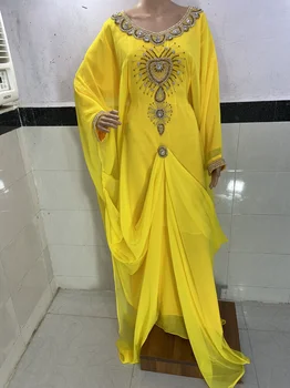  Платье из Дубая, желтое арабо-марокканское длинное платье из жоржета, платье Фараша