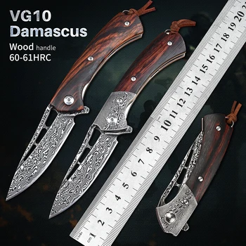  Складной нож из Дамасской стали VG10, Тактические Ножи для выживания, Охотничьи Кемпинговые EDC-инструменты для самообороны, Уличные карманные ножи