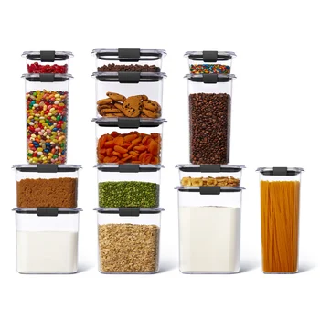  Пластиковый набор для хранения продуктов в кладовке из 14 контейнеров с крышками (всего 28 штук)