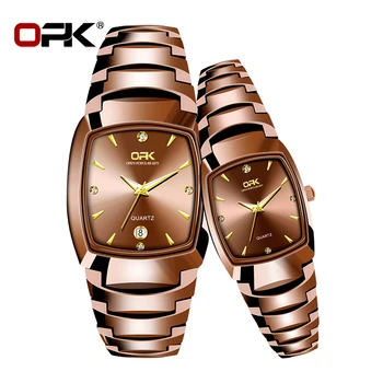  OPK Модные часы для пары из нержавеющей стали Водонепроницаемые Оригинальные роскошные наручные часы, светящиеся классические часы для пар