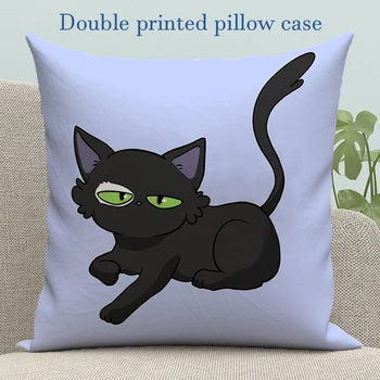  Наволочка, милые подушки, чехлы для подушек с черным котом и белым котом, декоративные наволочки Kawaii для подушек 45x45, наволочка
