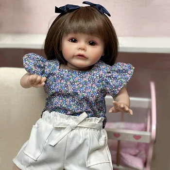  18 Дюймов Todder Bebe Reborn Виниловая кукла ручной работы для новорожденных Девочка с париком и красивой одеждой и Samll кукла