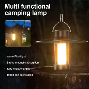  Многофункциональная светодиодная лампа для кемпинга, наружная аварийная лампа, Рабочий светильник, USB-зарядка, светильник для палатки, портативный фонарик с магнитным основанием