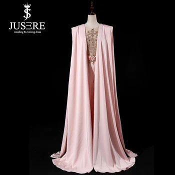  JUSERE, реальное изображение, Розовое вечернее платье для подиума с брюками, Длинные вечерние платья, Комбинезон, Праздничное платье
