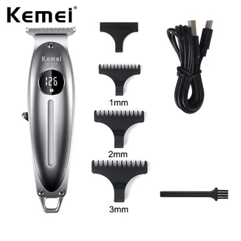  Kemei KM-1948 Цельнометаллический Профессиональный Электрический Триммер для Волос для Парикмахера ЖК-Дисплей с Индикатором заряда батареи Для Мужчин 0 мм Станок Для Стрижки Волос